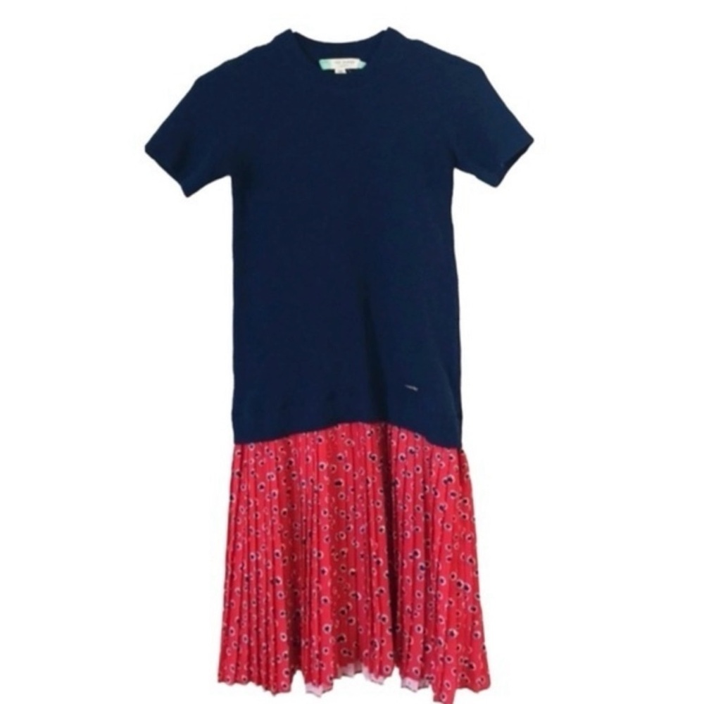 Navy and Red Short Sleeve Dress